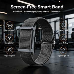 Bracelet intelligent sans écran, bande noire, étanche, moniteur de fréquence cardiaque, moniteur de sommeil, compteur de pas, vibration, longue durée de vie de la batterie - Product Image 2