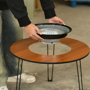 Wdf Tùy Chỉnh Ngoài Trời Bảng Với Than Bbq Lưới Tản Nhiệt Di Động Cắm Trại Lẩu Bằng Gỗ Gấp Dã Ngoại Bảng - Product Image 5