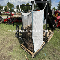 Sacs en polypropylène tissé jaune avec rabat supérieur, maille tubulaire respirante, logo personnalisé, haute qualité, pour emballage de bois de chauffage, sacs en vrac en fibres polyvalentes
