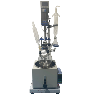 Bouilloire de réaction agitée chauffée en verre de laboratoire de réacteur chimique automatique monocouche 5L avec composant de moteur central - Product Image 1