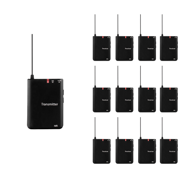 Premium Stereo Sound Noise Cancellation Audio Guide Transmitter and Receiver System 200 for City Guide Rechargeable