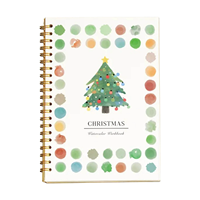 Cahier d'exercices d'aquarelle de Noël, reliure spirale, avec exercices guidés, 28 pages, papier aquarelle, cadeau pour adolescents et adultes