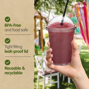 Factory Price Custom UV Printed Single Wall Clear 12-24oz Eco-friendly Disposable Plastic Cup Lid for <b>Boba</b> <b>Bubble</b> Milk Tea - Product Image 4