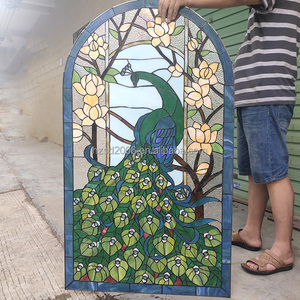 Tùy Chỉnh Mô Hình Con Công Thủ Công Tiffany Stained Glass <span class=keywords><strong>Window</strong></span> Panel Treo Cho Tường Và Cửa Sổ Trang Trí - Product Image 3