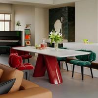 Luxuriöses Marmor-Sinterstein Esstisch-Stuhl-Set Moderne Inneneinrichtung Esszimmermöbel Hochwertiger Rechteckiger Esstisch