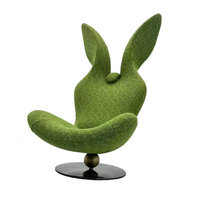 Fauteuil lapin vert en velours personnalisé chaise longue en cuir synthétique PU en fibre de verre fauteuils canapés hôtel villa à dossier haut