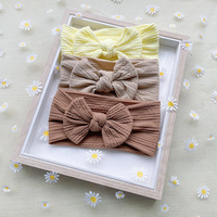 Ensemble 3 Pièces Bébé Unisexe Mode Quotidienne Accessoires de Coiffe Enfant Durable Élastique Nylon Petit Joli Bandeau Nœud