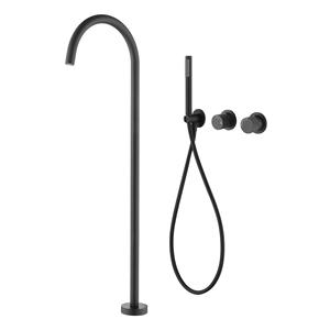 Ensemble de douche <span class=keywords><strong>colonne</strong></span> sur pied tout en cuivre de style design avec <span class=keywords><strong>mitigeur</strong></span> de <span class=keywords><strong>baignoire</strong></span> encastré à LED et robinet chaud/froid en spirale - Product Image 5