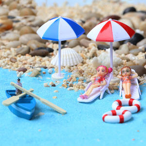 Miniature maison de poupée <span class=keywords><strong>bateau</strong></span> rames ancre bouée de sauvetage soleil <span class=keywords><strong>parapluie</strong></span> canoë modèle Figurines plage Style ornement Kits - Product Image 2