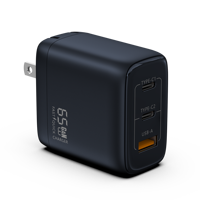 Chargeur mural USB C 65W, station de charge rapide GaN III 3 ports, bloc de chargeur PD portable 65W, adaptateur pour ordinateur portable pour iPad, Galaxy, iPhone