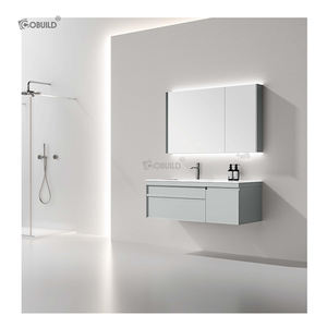 ตู้ไม้กันน้ำทันสมัยสำหรับห้องน้ำชุดกระจก LED งานแฮนด์เมดสำหรับโรงแรมและวิลล่า - Product Image 2