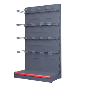 Rak Gondola Besi untuk Peralatan <span class=keywords><strong>Display</strong></span> Supermarket, Toko Kelontong, dan Toko Swalayan, Warna Abu-abu Tua, Rak Empat Sisi - Product Image 1