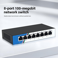 Tshield ZX-F1008D Switch Ethernet Rápido de 8 Puertos Sin Administración, 10/100Mbps 1.6Gbps, Montaje en Escritorio/Pared, Plug and Play para Redes Domésticas