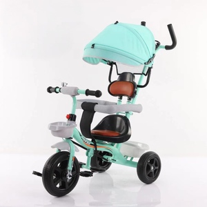 Triciclo para Niños de Fácil Montaje con un Solo Clic, Ruedas de Espuma, Asiento de Cuero y Manillar de Empuje - Opciones Multicolor - Product Image 3