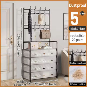 5-ярусная полка для обуви и головных уборов для прихожей, гостиной, домашнего хранения, отдельно стоящий органайзер для обуви с пылезащитным чехлом - Product Image 6