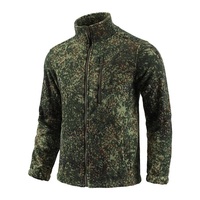 Veste polaire camouflage pour homme, fermeture éclair intégrale, col montant, veste tactique légère, camouflage, chasse, randonnée, camping