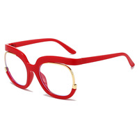 Monturas Ópticas Semi-Rimless, Redondas de Metal, Anti Luz Azul, Tamaño Grande, Gafas de Moda Unisex LSS043-4