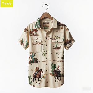 Elegante Para <span class=keywords><strong>Hombre</strong></span> Mauricio Azure Verde Camisa Havaiana, Bird Prints - Product Image 1