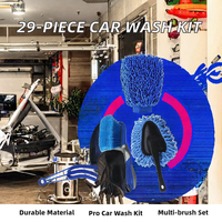 Kit de lavage multifonctionnel pour voiture, 29 pièces, brosses de nettoyage pour pneus, intérieur, aérations, matériau PP