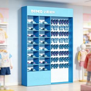 Estante de Madera Rústico con Ganchos, Soporte de Exhibición de Madera Maciza de Varios Niveles para Organizador de Tienda de Zapatos, Armario de Venta al por Menor de Ropa Infantil - Product Image 1