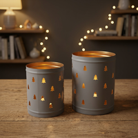 Support de bougie cylindrique en fer doré Sonnet Decor, fait main, écologique, imperméable, sans plomb, impression numérique 1 couleur, Noël