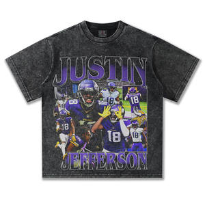 <span class=keywords><strong>Justin</strong></span> Jefferson 2025 весна/лето новая коллекция Ретро плотный принт регби повседневная трикотажная футболка с коротким рукавом 300 грамм свободная - Product Image 6