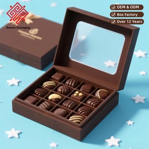 Cajas de Bombones de Chocolate Baoren Ecológicas Personalizadas con Tapa Transparente, Laminación Mate, Materiales Reciclados, para Chicles - Product Image 1