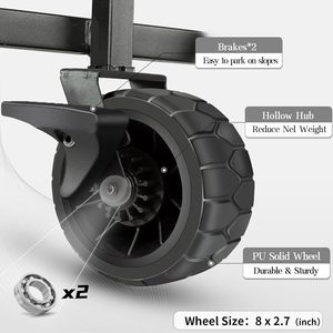 Chariot pliable à deux étages Whitsunday, chariot tout-terrain robuste, pliable, à quatre roues, pour la plage, le camping, les sports - Product Image 2