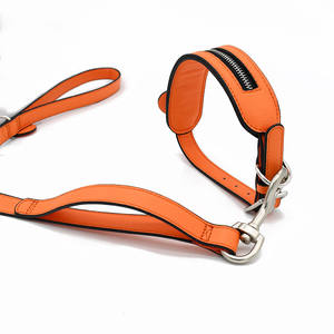 高級ソフトレザー犬用ハーネスリーシュセット調節可能卸売在庫製造リサイクル小型大型ペットカラーリードウォーキング - Product Image 2