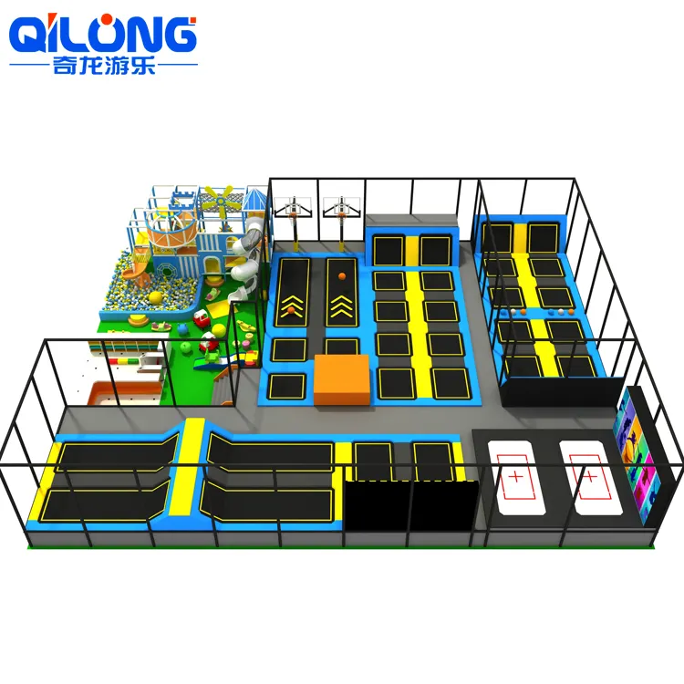 QILONG คุณภาพดี Professional การออกแบบใหม่ในร่ม Trampoline Park สนุกในร่มอุปกรณ์