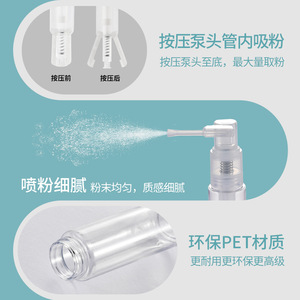 Flacon pulvérisateur nasal en plastique PET pour cosmétiques, avec tête de pulvérisation, pour diverses poudres fines. - Product Image 5