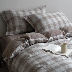 Bông Và Vải Lanh Sợi Nhuộm Vải Dệt Jacquard Vải Cho Bốn Mảnh Thiết Lập Nhật Bản Phong Cách Đơn Giản Tấm Ga Trải Giường Bộ Đồ Giường - Product Image 1
