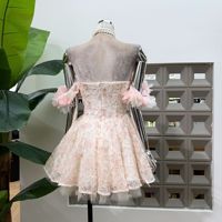 Robe de soirée sexy pour femme, nouvelle collection été, brodée, col bateau, avec décoration florale