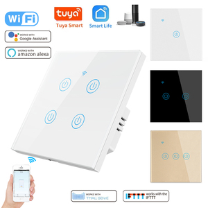 Interruptor de Luz Inteligente Tuya WiFi Touch de 4 Teclas Padrão Europeu com Neutro - Product Image 1