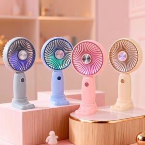 Portable Handheld <b>Fan</b> With <b>Light</b> 5W DC Motor Rechargeable Battery 8H Working Time Button Control Desk Use - Product Image 4