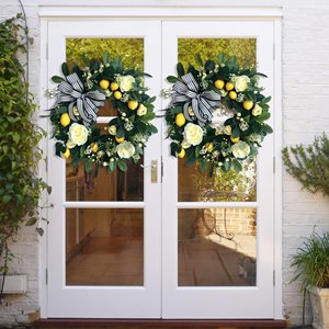 Decorazioni per la casa con ghirlande di plastica gialle a forma di rosa e limone, regali per le festività - Product Image 4