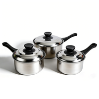 Batterie de cuisine FLEY OEM classique 6 pièces en acier inoxydable, compatible induction, comprenant faitout, casserole et pot à lait, pour la vente en gros aux professionnels de la cuisine