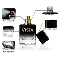 Flacons de parfum cosmétiques cylindriques en verre de luxe 50 ml avec pulvérisateur à pompe, sérigraphie, col en aluminium, emballage rechargeable