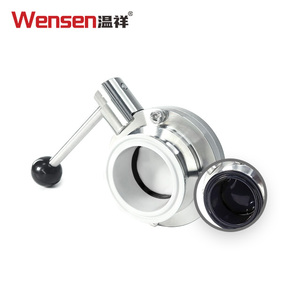 שסתום פרפר ידני מנירוסטה 304/316L של Wensen, מצופה PTFE ומרוסס ב-PTFE, עם חיבור מהיר מסוג פרול. - Product Image 1