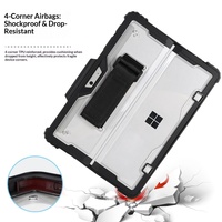 Étuis de protection transparents en acrylique pour tablette PC avec béquille et dragonne pour Microsoft Surface Pro 9/10/11/12 et GO 4