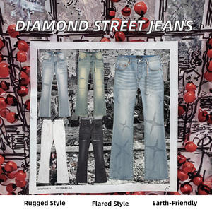 Jean évasé pour homme en denim délavé bleu clair, style streetwear, avec déchirures, coupe ajustée, fermeture boutonnée, idéal automne-été - Product Image 2
