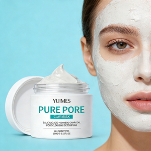 Masque d'argile PURE PORE personnalisable OEM - 100g, masque de boue nettoyant en profondeur pour le visage |   Acide salicylique exfoliant au charbon de bambou pour tous types de peau - Product Image 1
