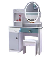 Table de toilette moderne au design actuel avec miroir LED et tiroirs, ensemble de coiffeuse de luxe pour chambre à coucher, bureau de maquillage