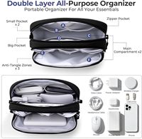 Dubbellaagse reiskabelorganizer met 9 compartimenten, elektronische accessoires reistas voor opladerkabel, harde schijf, alleen tas