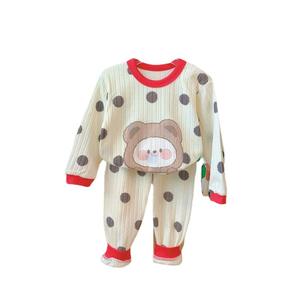 2022 nuovo autunno cotone Jacquard intimo a maniche lunghe per ragazzi e ragazze vestiti per la casa con pantaloni lunghi per bambini pigiama set - Product Image 5