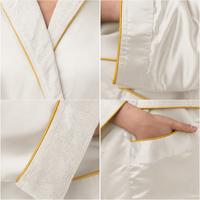 Robe de couple avec capuche en polyester double face ivoire, confortable et durable pour un usage quotidien et les vacances, manches longues pour femme