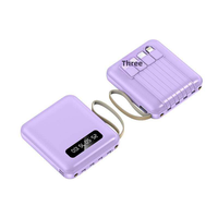 Batterie externe quatre câbles 20000 mAh grande capacité compacte portable alimentation mobile affichage LED 10W personnalisation du logo en plastique