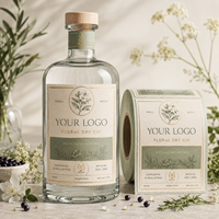 Étiquettes de vin personnalisées de luxe avec impression dorée à chaud, autocollants en papier texturé pour bouteilles de gin, whisky, brandy et spiritueux