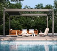 Pergola intelligente rétractable personnalisée à persiennes d'extérieur en aluminium Nature cadre en bois traité sous pression avec arche toit de gazebo de restaurant