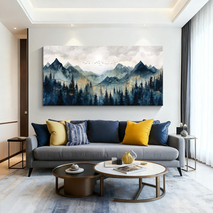 Peinture murale moderne sur toile, art abstrait, <span class=keywords><strong>aquarelle</strong></span>, paysage de montagne, grande décoration murale pour salon, bureau, fresques murales - Product Image 1